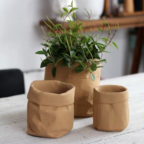 北歐現代仿布袋水泥花盆 Imitation Cloth Bag Cement Flower Pot - 森流 GreenFlow - 動植物造景專門店