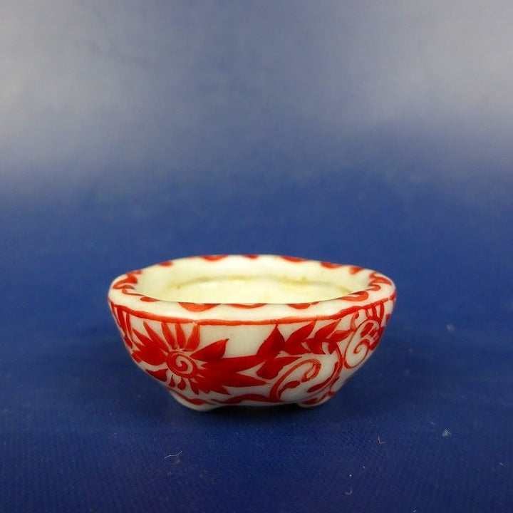 中古盆栽鉢 春嘉 はるよし 豆鉢 長辺 約3cm 丸鉢 切足 赤絵 中古鉢 - 森流 GreenFlow - 動植物造景專門店