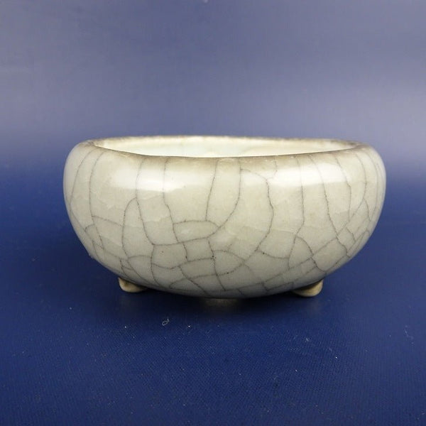 中古盆栽鉢 町直 今岡町直 小鉢 長辺 約7.8cm 丸鉢 青磁 大貫入釉 中古鉢 - 森流 GreenFlow - 動植物造景專門店