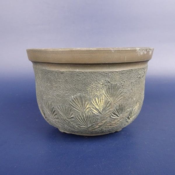 中古盆栽鉢 陶斎 小鉢 長辺 約9.2cm 丸鉢 彫入 植物 観賞用  中古鉢 l1132471760