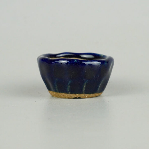 中古盆栽鉢 呂山 小鉢 長辺 約5.3cm 丸鉢 釉薬  中古鉢 q1140306707