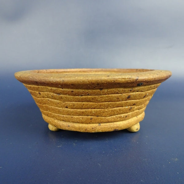 中古盆栽鉢 清水 利重 小鉢 長辺 約 8.7cm 丸鉢 外縁  中古鉢 e1140309077