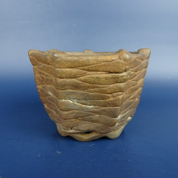 中古盆栽鉢 清水 利重 小鉢 長辺 約8.5cm 七角鉢  中古鉢 c1140292877