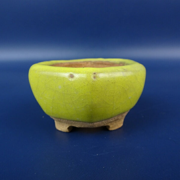 中古盆栽鉢 湧山 小鉢 長辺 約5.4cm 六角鉢 釉薬  中古鉢 p1143927462