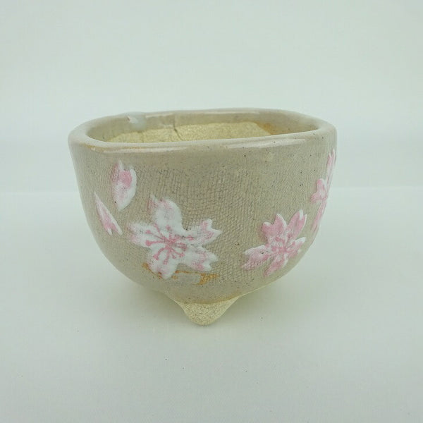 盆栽鉢 ゆうき祥石 小鉢 長辺 約 7cm 丸鉢 プリント 絵鉢 桜 サクラ さくら 釉薬 観賞用  新品 h1144191680