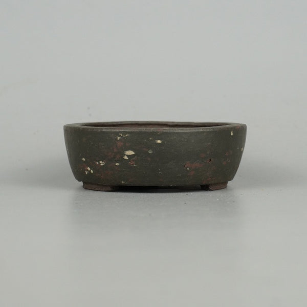 中古盆栽鉢 常滑 十王堂 松泉造 小鉢 長辺 約 8.8cm 丸鉢 梨皮 泥物  中古鉢 b1144973062