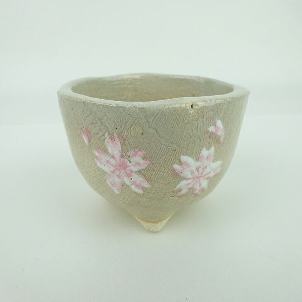 盆栽鉢 ゆうき祥石 小鉢 長辺 約 7.2cm 丸鉢 プリント 絵鉢 桜 サクラ さくら 釉薬 観賞用  新品 h1154431128