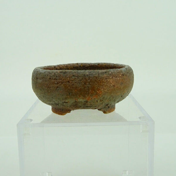 中古盆栽鉢 落款あり 小鉢 長辺 約5.3cm 丸鉢 泥物  中古鉢 j1161495575