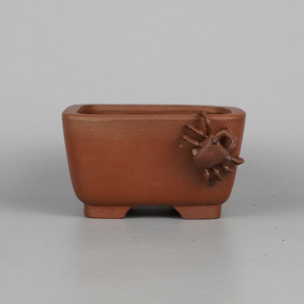 Potted plant bowl Tokoname, Shibakatsu, small, long, about 10.5cm, square bowl, crab set, かに カニ, はさみfoot, one part without clay, for viewing only e1161499643