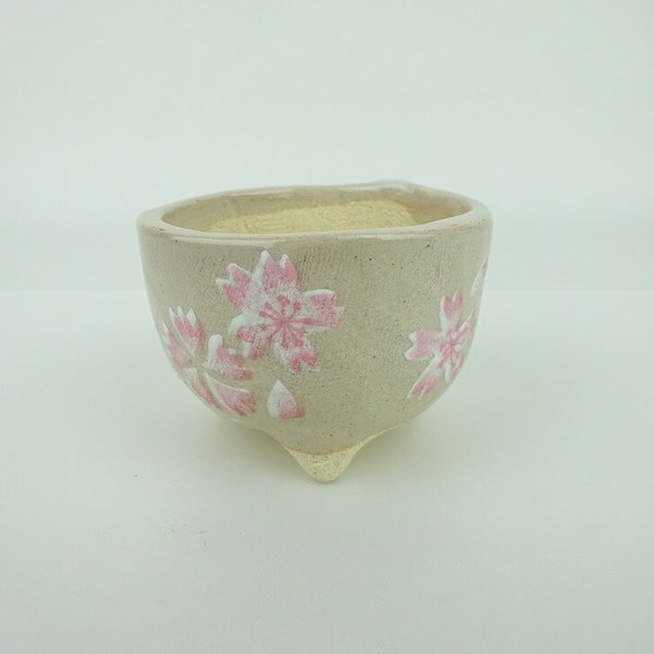 盆栽鉢 ゆうき祥石 小鉢 長辺 約 6.9cm 丸鉢 プリント 絵鉢 桜 サクラ さくら 釉薬 観賞用  新品 c1162551098