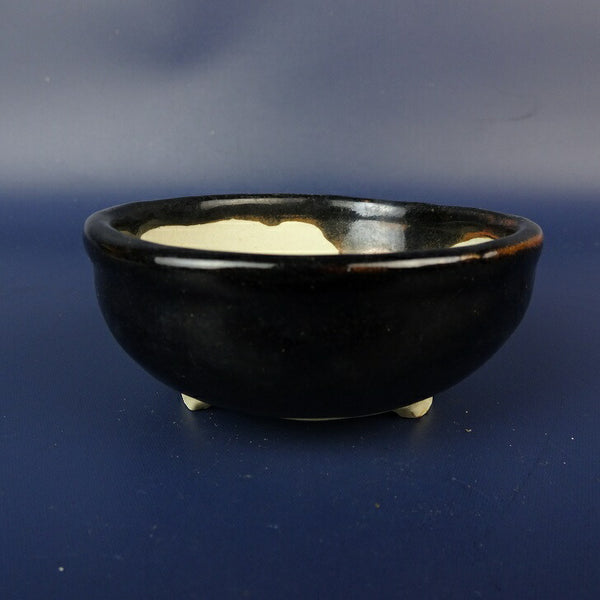 中古盆栽鉢 ふじ 小鉢 長辺 約8cm 丸鉢 釉薬  中古鉢 j1163462381