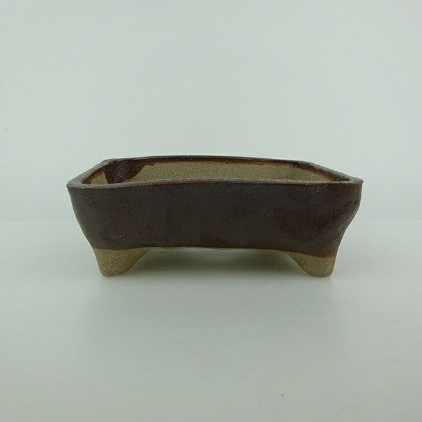 Potted plant bowl, Yoshiki Shoishi, small, long bowl, about 12.5cm, rectangular bowl, glazed bowl, for viewing, new product g1166181862