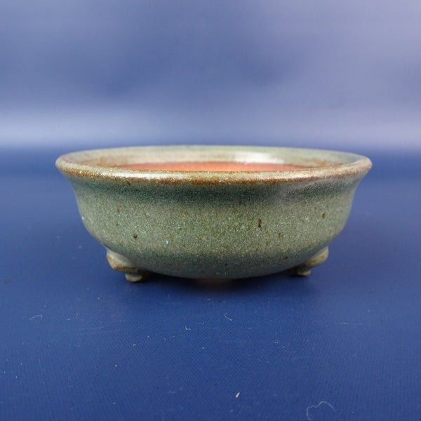 中古盆栽鉢 秀邦 小鉢 長辺 約7.4cm 丸鉢 外縁 釉薬  中古鉢 k1166156143