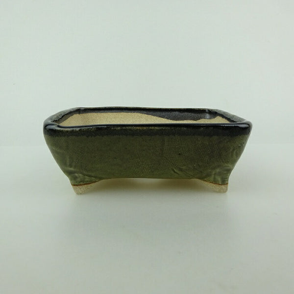 Potted plant bowl, Yoshiki Shoishi, small, long bowl, about 11.3cm, rectangular bowl, glazed bowl, for viewing, new product b1166180081