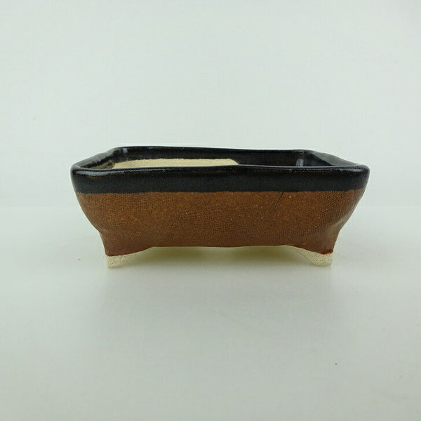 Potted plant bowl, Yoshiki Shoishi, small, long bowl, about 11.5cm, rectangular bowl, glazed bowl, for viewing, new product m1166164216