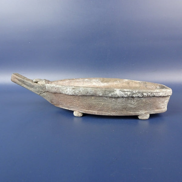 Medieval bonsai bowl, Kataoka Mizu River, medium-sized, approximately 21.5cm long, rectangular bowl, boat-shaped mud bowl, medieval bowl w1166171530